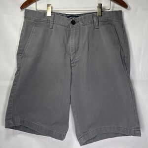 Vintage Nautica Chino Shorts Mens Size 32 Flat Front Gray 9" Inseam Dress Office